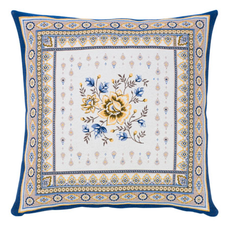 Jacquard cushion cover (MAZAN. raw blue )